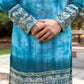 Process Blue Batic Gold Embriodery Kurta