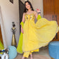 Yellow Georgette Anarkali Suit with Embroidered Dupatta