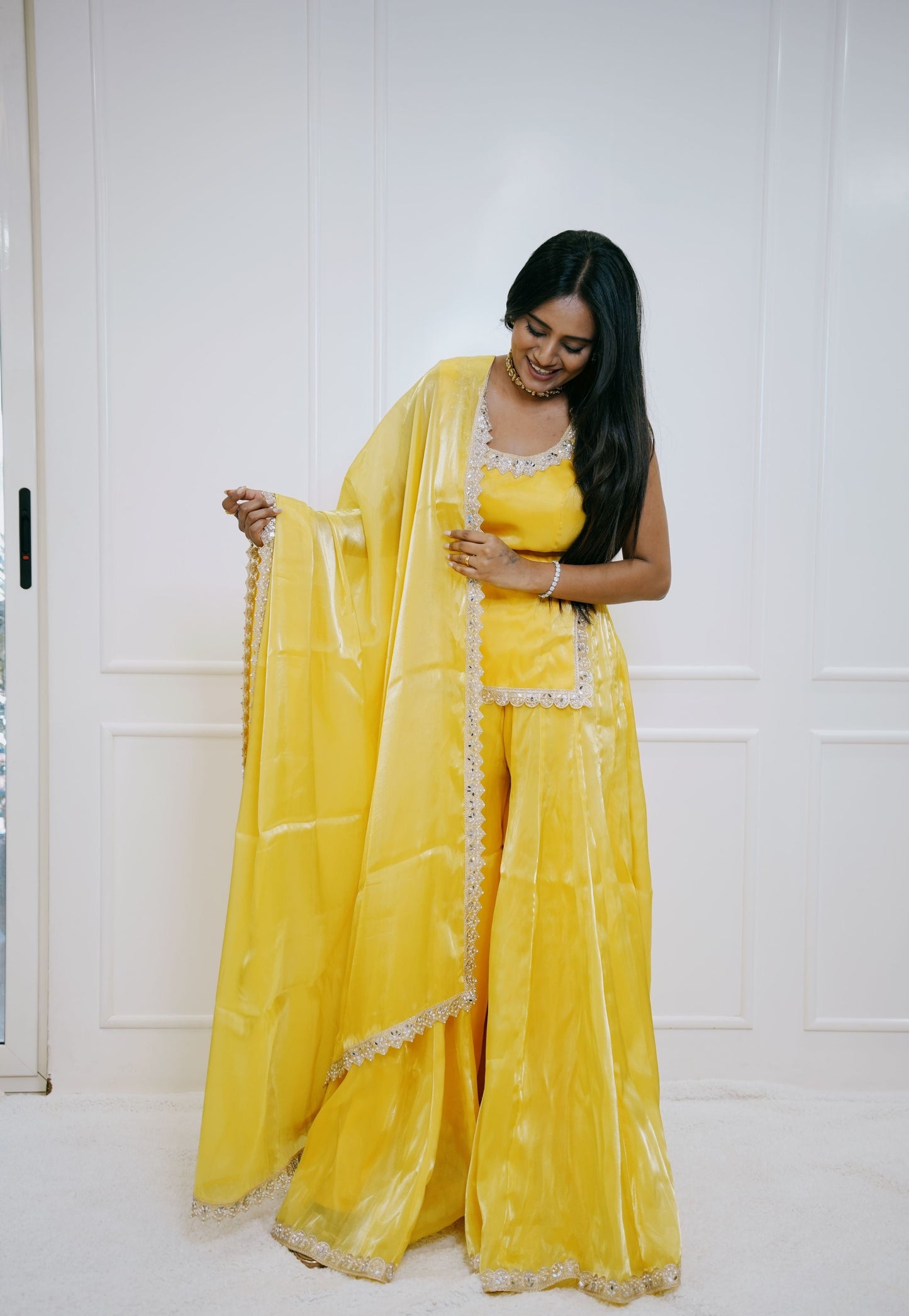 Mustard Mirror Sharara Kurta Set