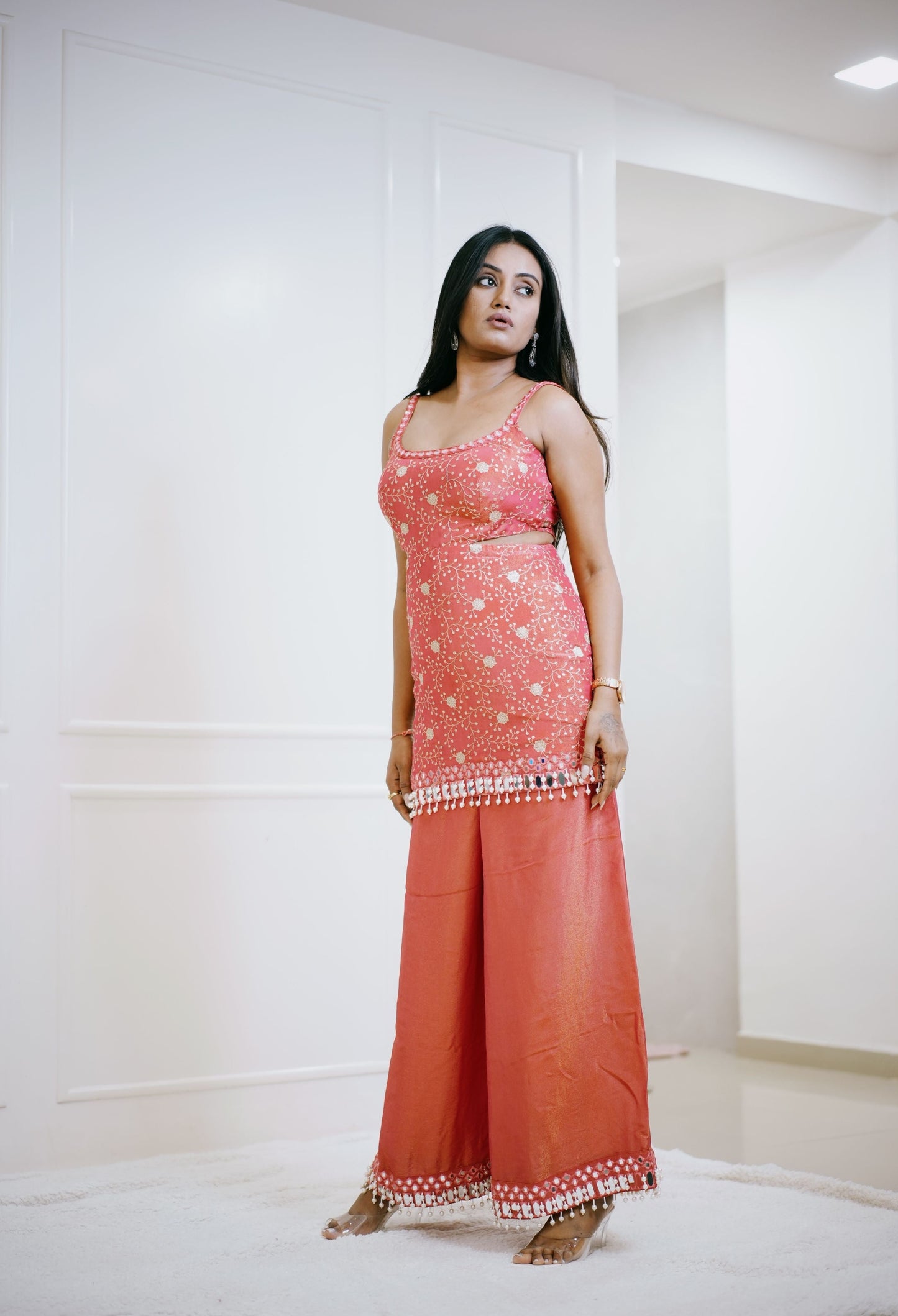 Alaya mefil Crimson Kurta Sharara Set