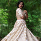 White Gotta Lehenga And Golden Dupatta. - Kzari - The Design Studio