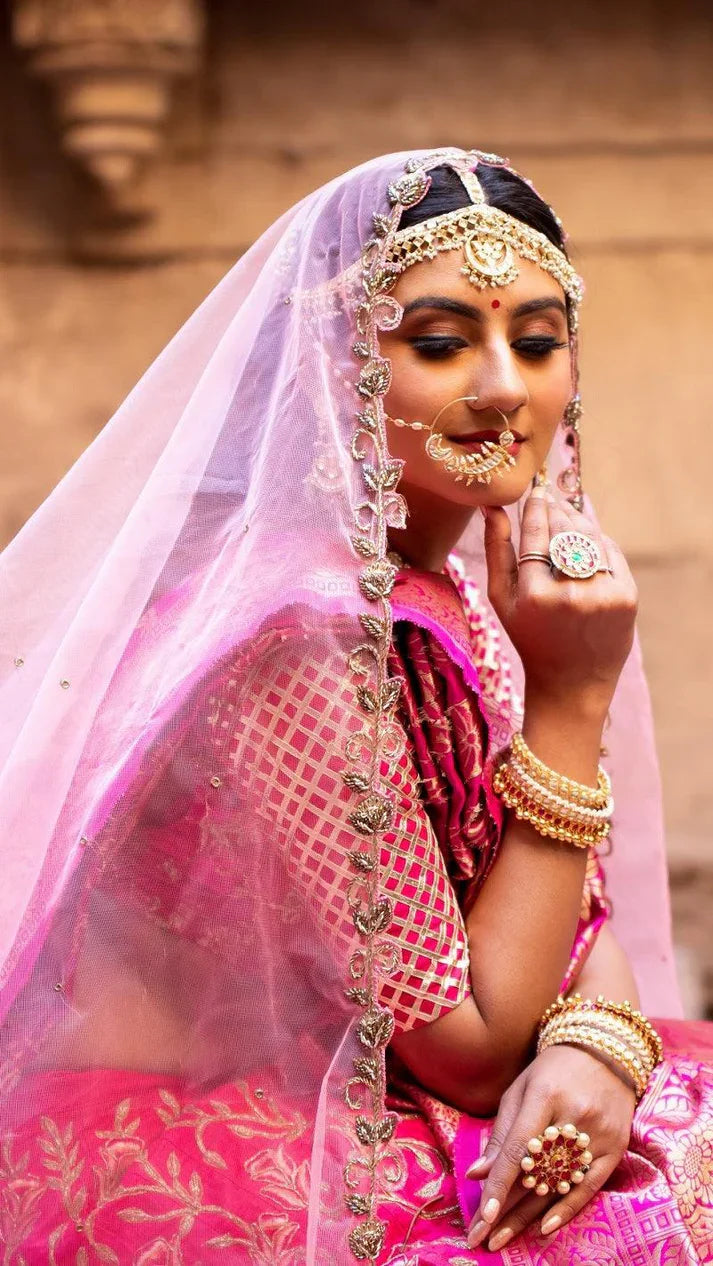 Bridal Pink lehenga With Silk And Net dupatta