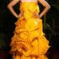Yellow Ruffled Gown - Kzari - The Design Studio