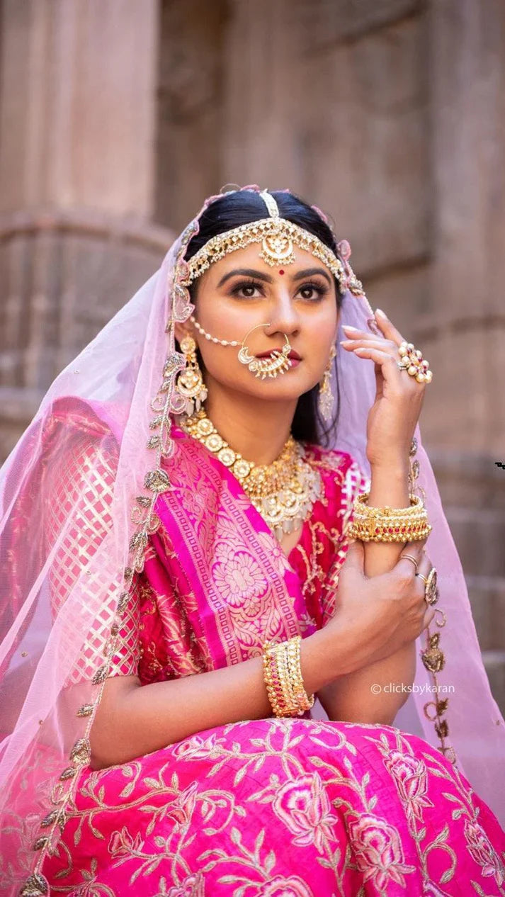 Bridal Pink lehenga With Silk And Net dupatta